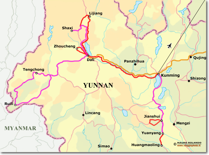 cartina yunnan