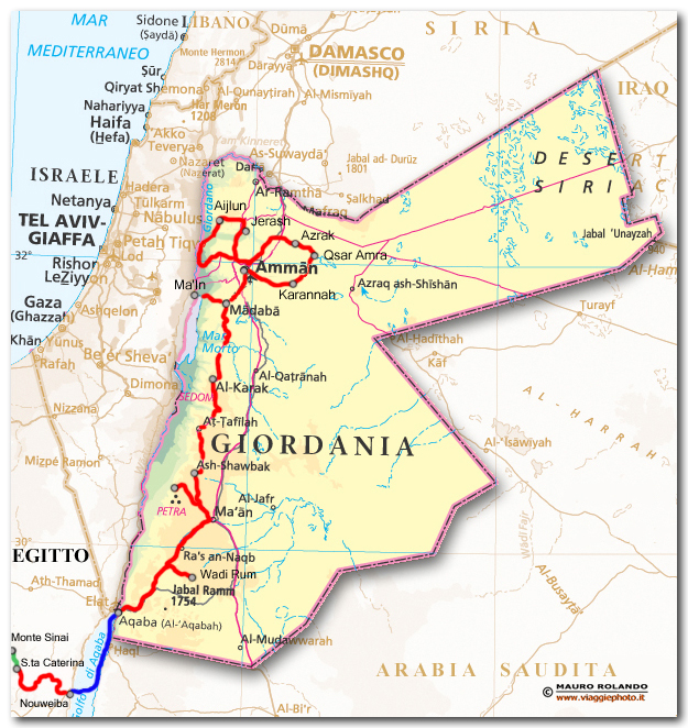 mappa giordania