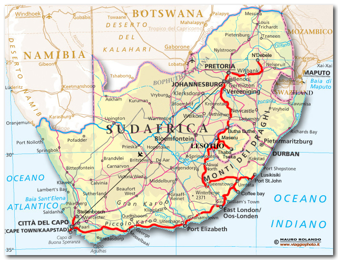 mappa sudafrica